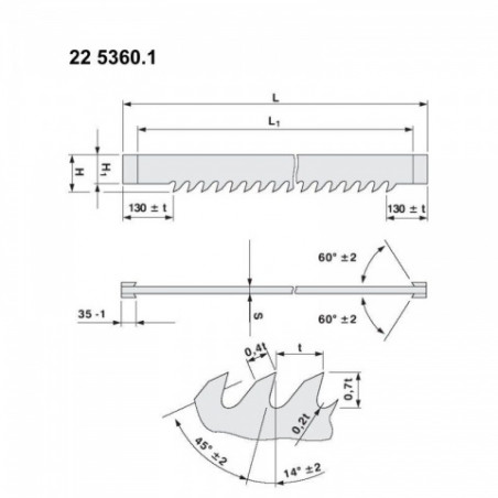 Strojový rámový list pre rámové píly PRE ROZVOD 1445x160x2,2mm + lišta 35mm - 5360.1