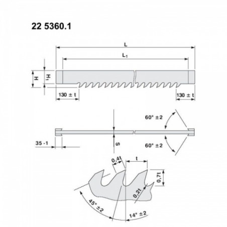 Strojový rámový list pre rámové píly STELITOVANÝ 1415x160x2,2mm + lišta 35mm - 5363