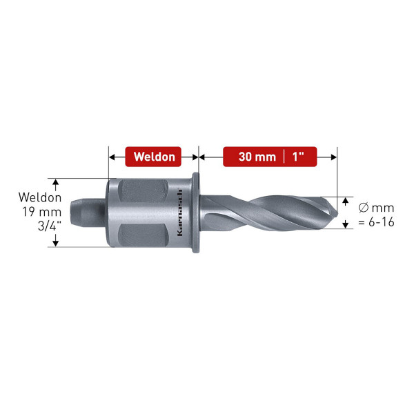 Špirálový vrták do kovu (Ø6 až 16mm, hĺbka 30mm) HSS Weldon DRILLLINE SILVER30